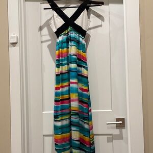 2B Bebe Black and White Top with Multicolor Skirt